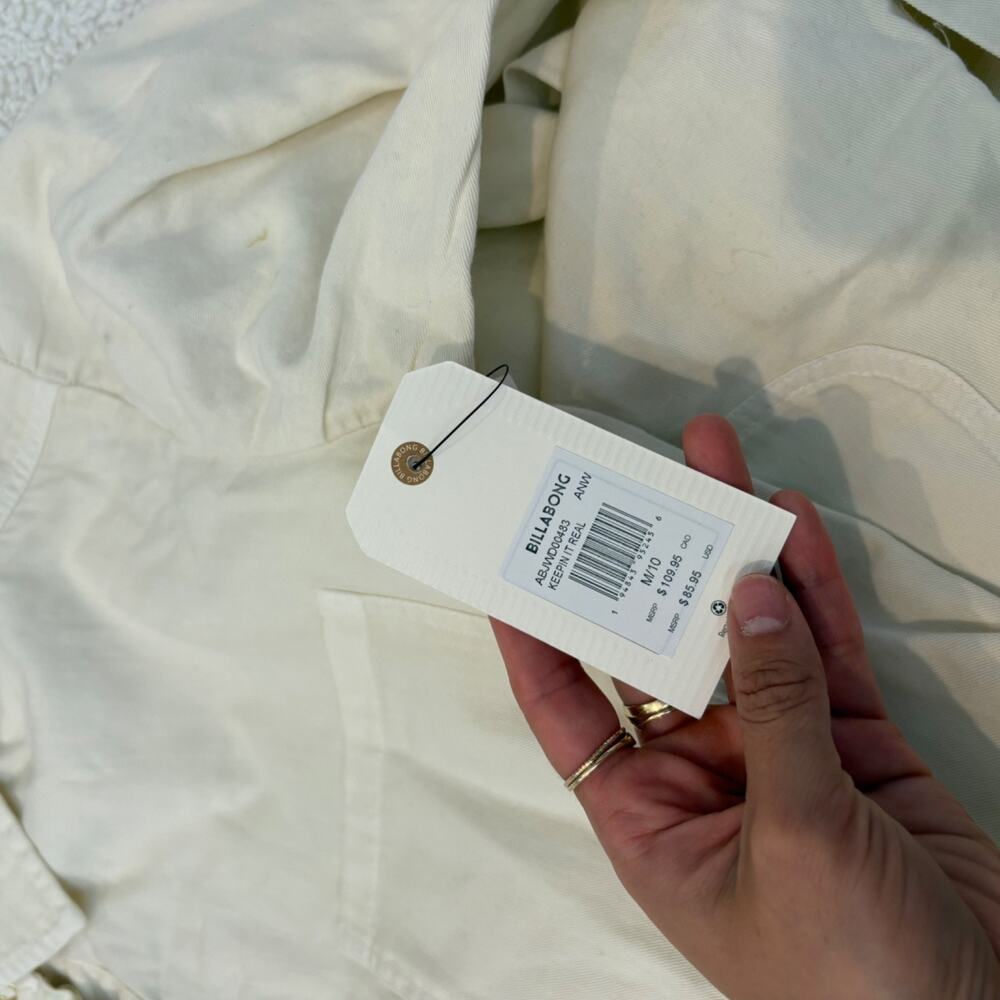Billabong Womens Keepin It Real Utility Jumpsuit White Cottage Chic Utility Sz M - Picture 6 of 6